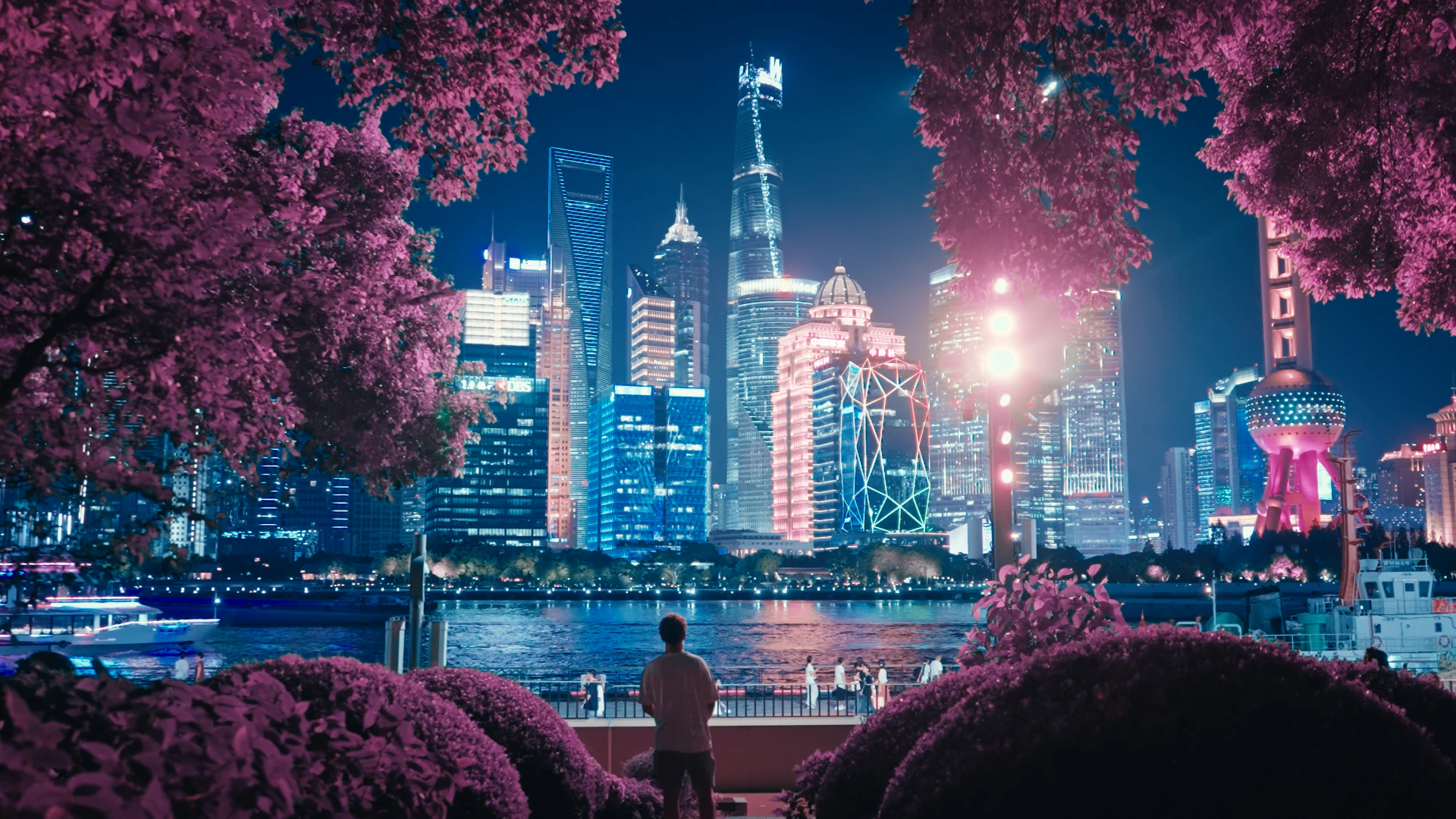 Skyline de Shanghai la nuit, look final