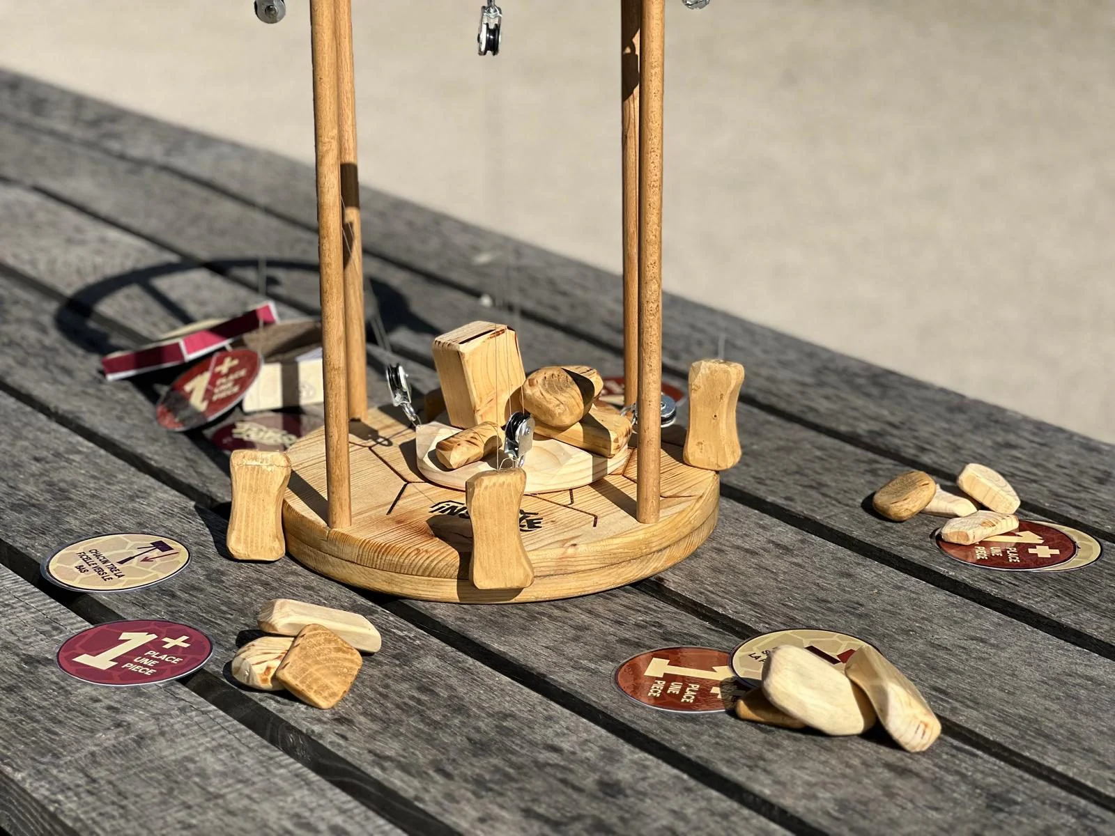 Wooden pieces and cards